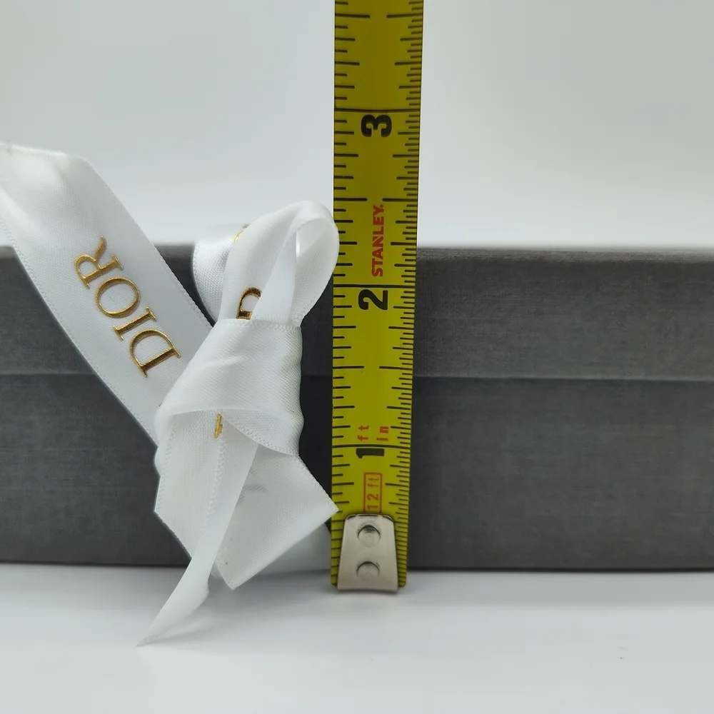 DIOR Sunglasses Case White Cannage Box Gray Fabric Storage Box Ribbon Set EUC